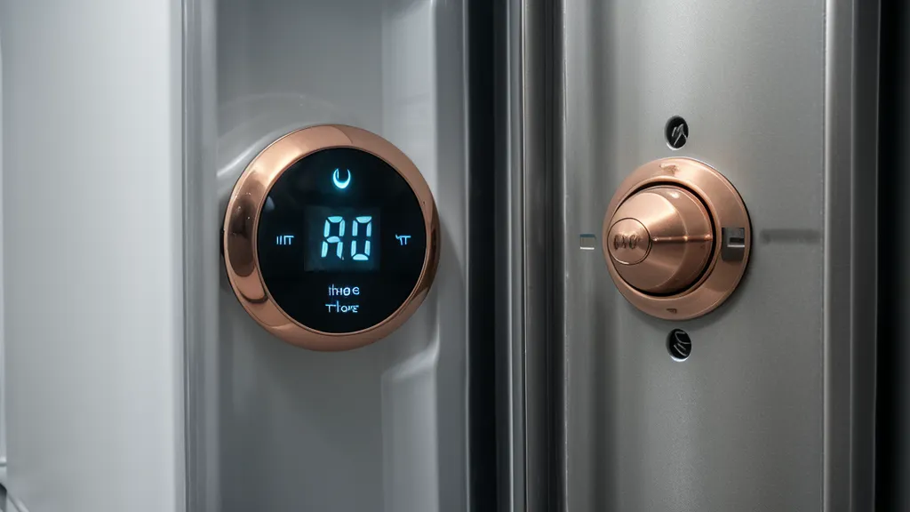 Primer plano de un termostato de refrigerador mostrando el capilar de cobre